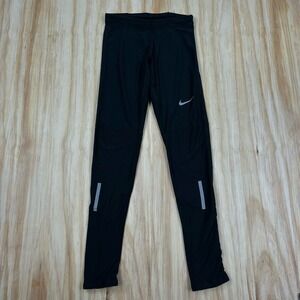 Nike Dri-Fit Run Pants Women's S 27.5" Black Zip Ankles Reflective